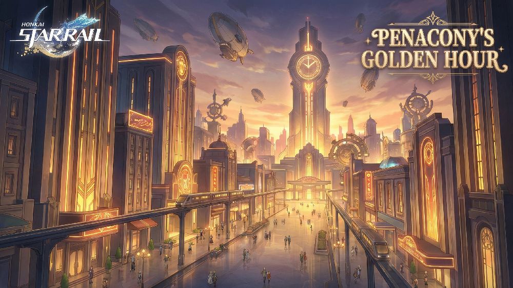 The dazzling cityscape of Penacony's Golden Hour dreamscape